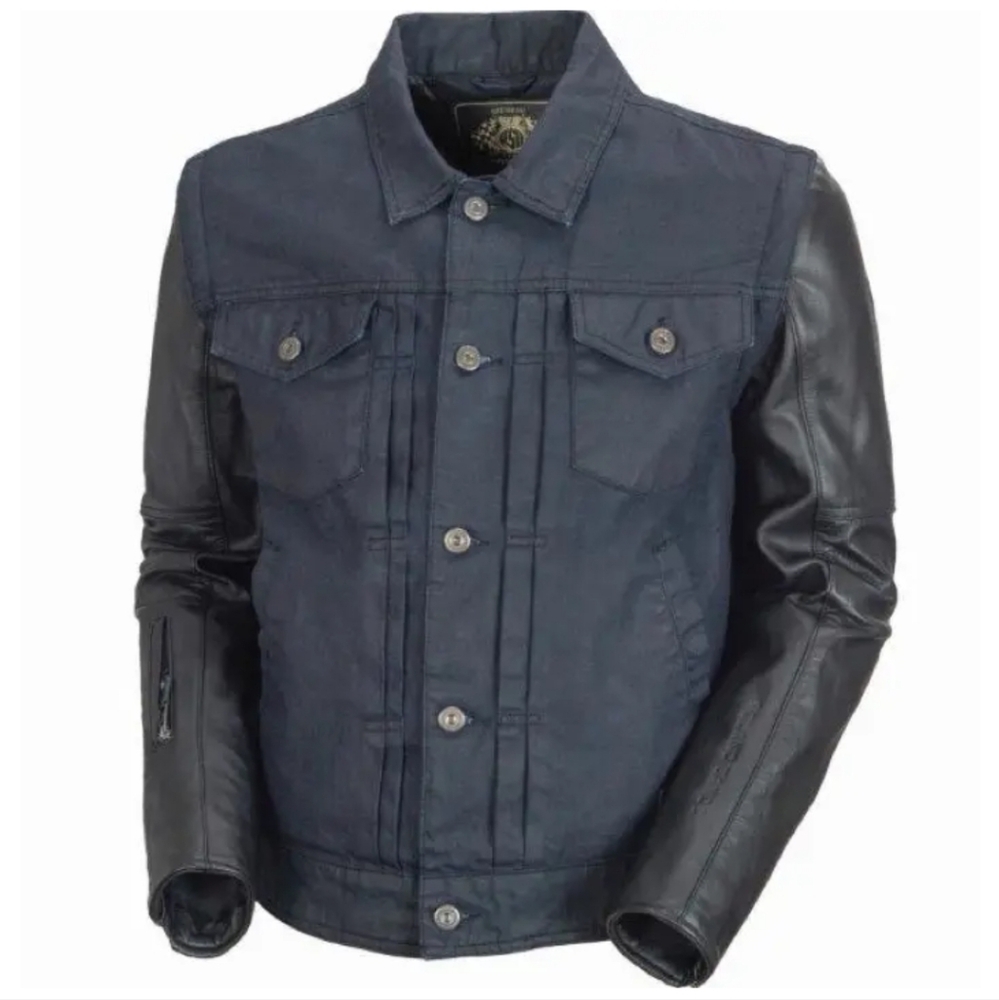Roland Sands Design Honcho Navy Jean Biker Leather Jacket sz Small